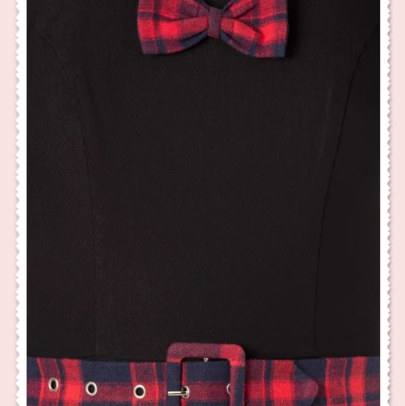 Unique Vintage's Rebel Love Clothing 50s Kick It Plaid Dress in Black, 2XL - Picture 3 of 9